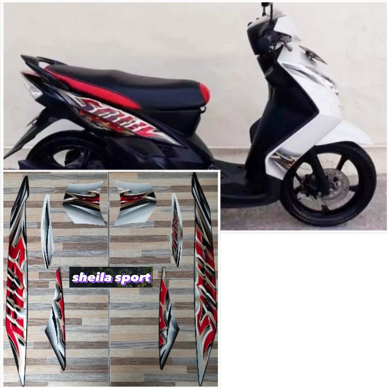 striping mio soul stiker Yamaha Mio soul putih hitam tahun 2010 2011