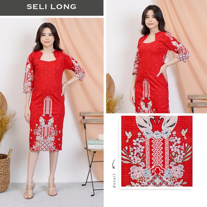 Seli Long Dress Wanita Batik Couple Modern Dress Batik Modern