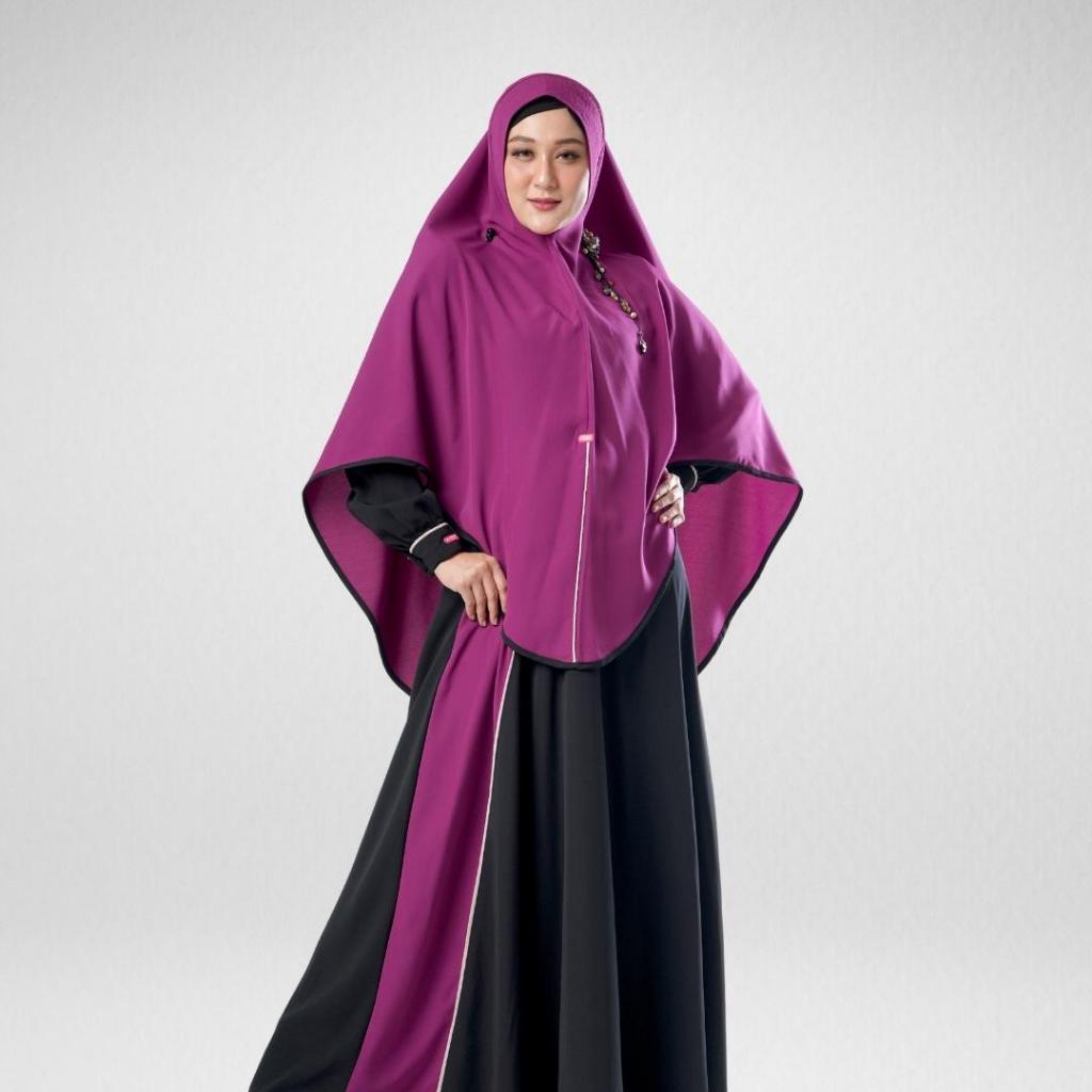 ORI Aulia Fashion Azalea Set Gamis Bahan Nirmala Warna Black Burgundy