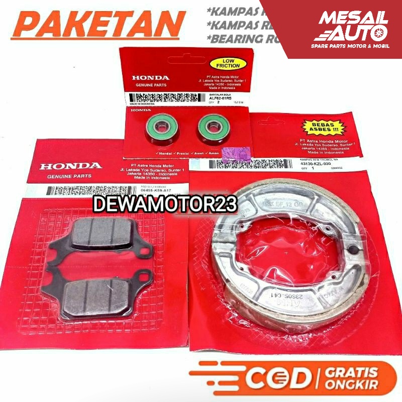PAKET KAMPAS REM + BEARING RODA DEPAN K59 VARIO 125/150/160 KEYLES TECH NEW GENIO