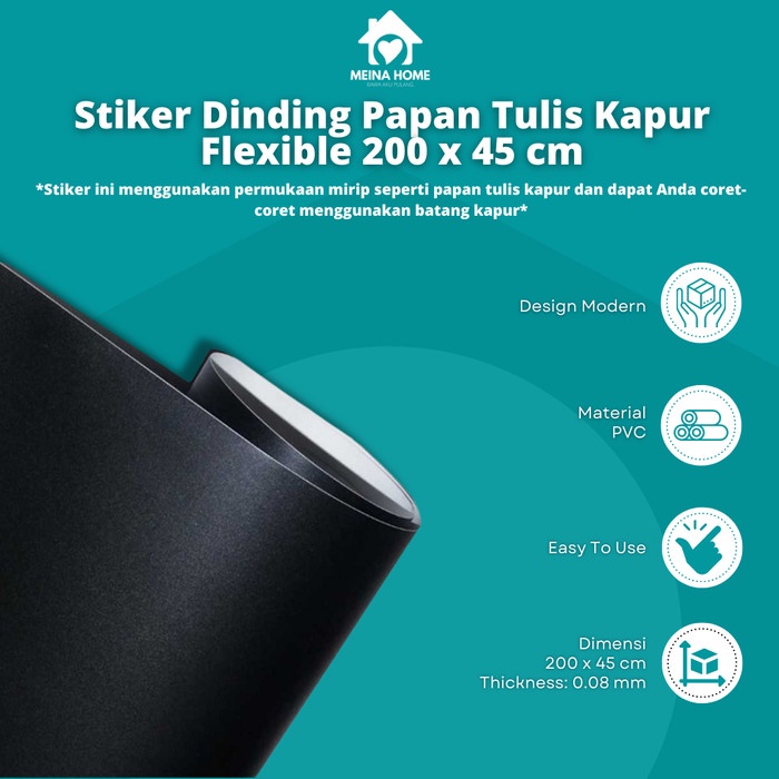 

STICKER DINDING PAPAN TULIS KAPUR FLEXIBLE 200X45CM STICKER BLACKBOARD