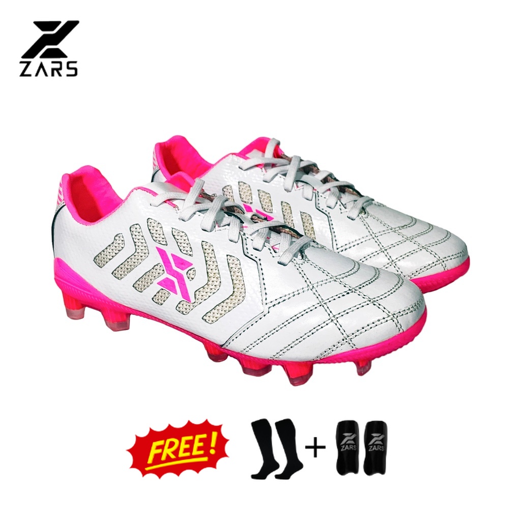 Zars Sepatu Sepakbola Evo Infinity White Pink FG Original Soccer Bola Kaki