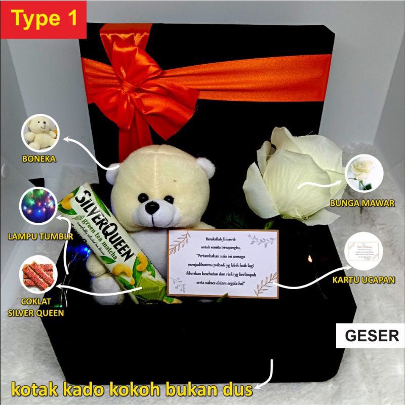 

Kado ulang tahun wanita / Hampers Box Cewe/ kado Box Gift mewah/Box kokoh bukan dus