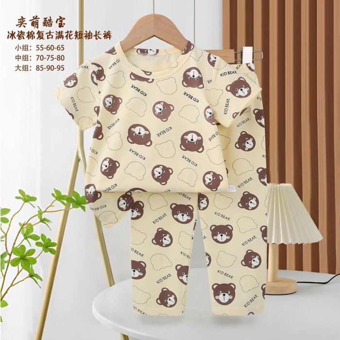 Baju Piyama Anak Perempuan Kubao Berkarakter Piyama Lengan Pendek & Celana Panjang