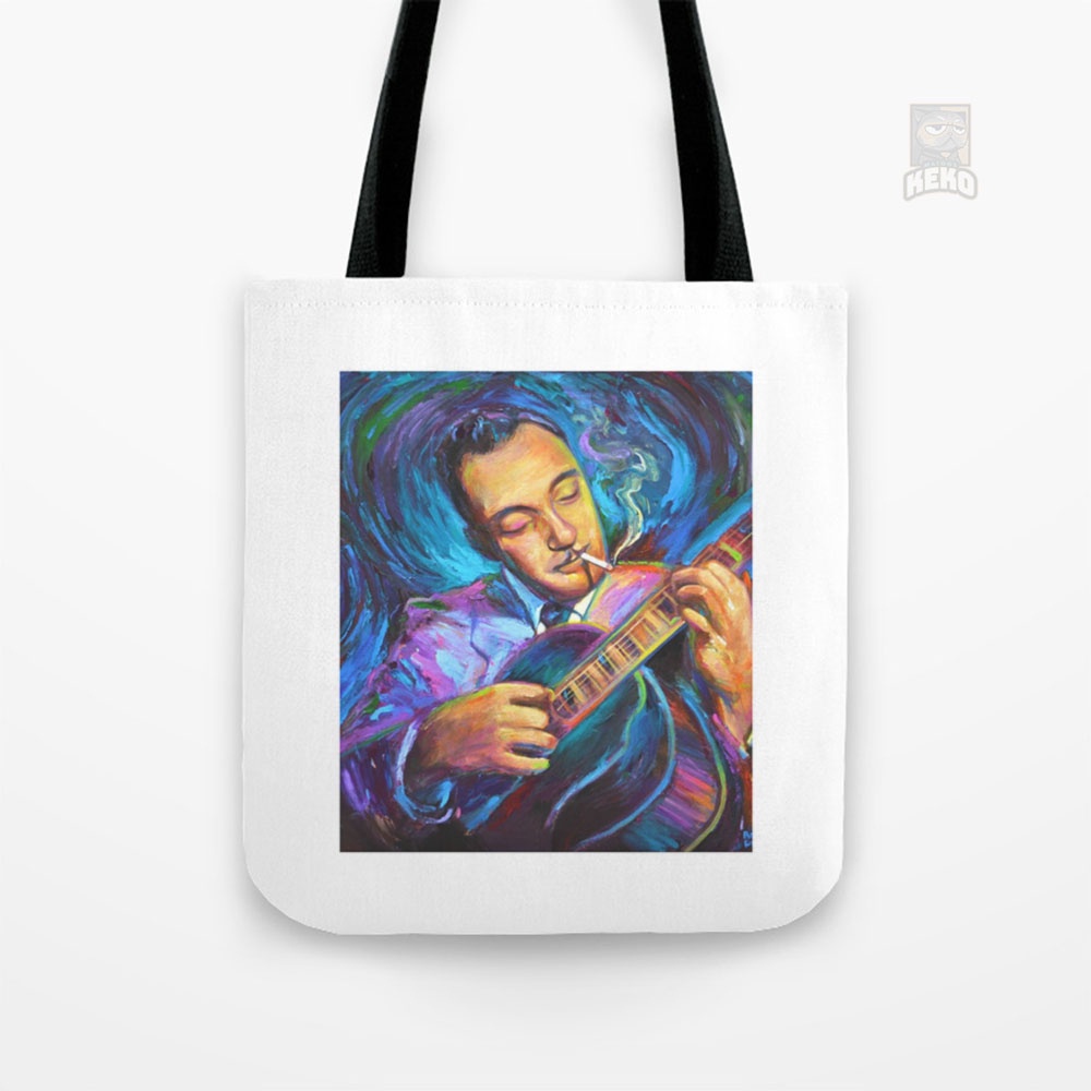 Tas Slempang | Django Reinhardt Gypsy Jazz Guitarist Tote Bag Kanvas