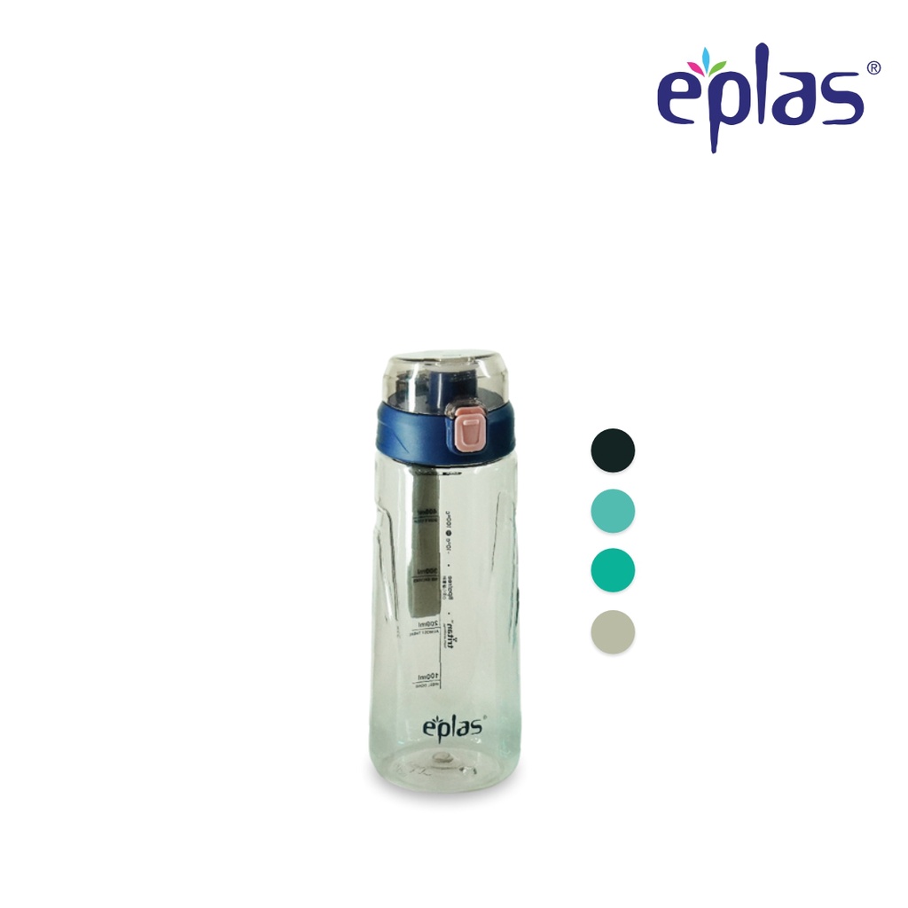EPLAS Botol Minum Botol Air Dengan Tali Silikon & Tombol Tekan, Tumbler Desain Kunci, 580ml EGA-580