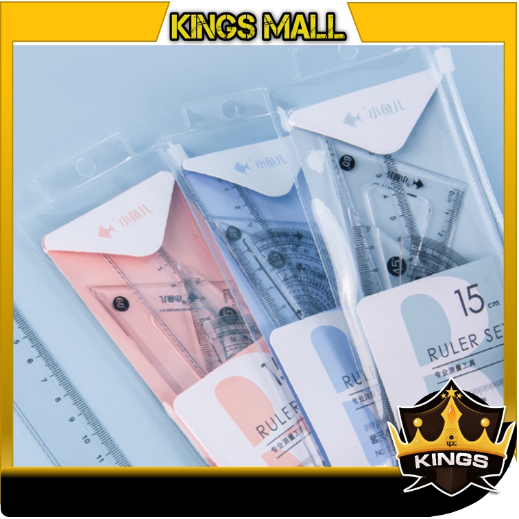 

KINGS - S6135 Penggaris Bening Polos / Penggaris Set 4 In 1 / Perlengkapan Sekolah Menggambar Motif Polos / Ruller Set Transparant