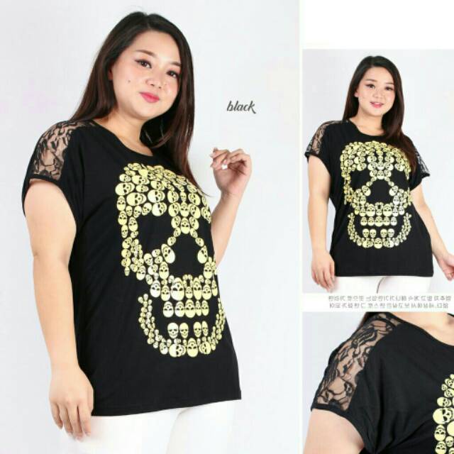 BAJU ATASAN TOP KAOS BLOUSE FASHION PAKAIAN WANITA CEWE KEKINIAN SUPER JUMBO BIGSIZE OVERSIZE SPANDE