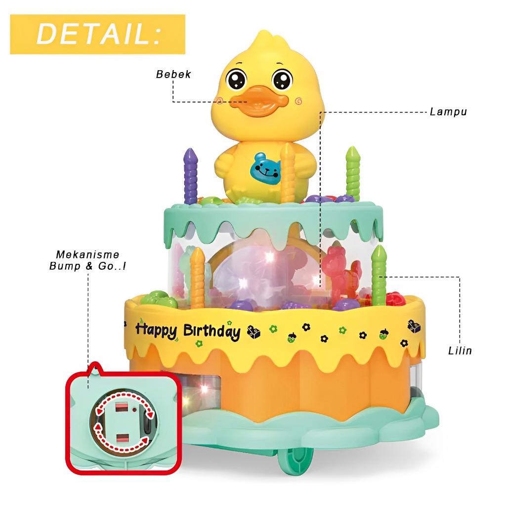 TK116 Kue Ulang tahun Musik & Bebek Berputar | Birthday Cake Duck Rotation | Mainan Anak Perempuan