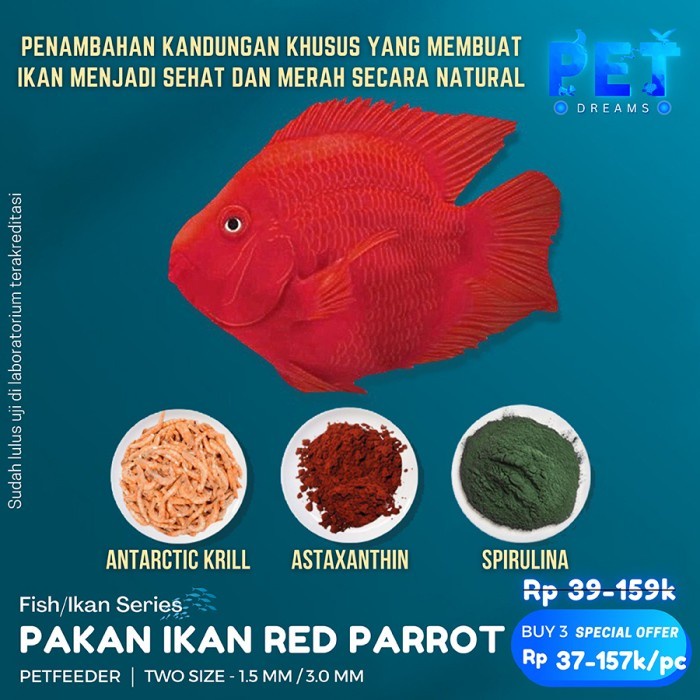 Pakan Red Parrot Louhan / Pelet Blood Red Parrot / Makanan Ikan Parrot