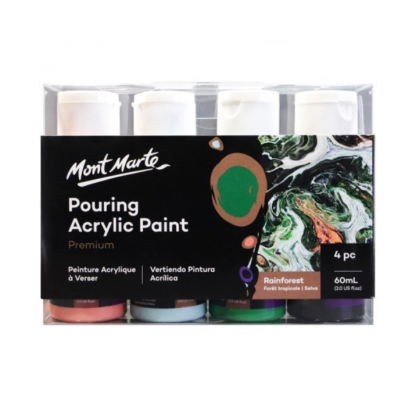 

Mont Marte Premium Pouring Acrylic Paint 60ml 4pc Set RAINFOREST - Cat Akrilik Pouring