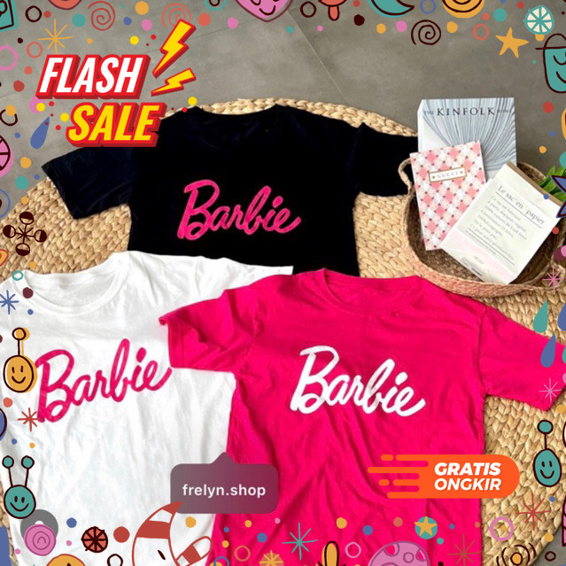 MEGASALE / BARBIE FUSCHIA HITAM PUTIH l KAOS BAJU TSHIRT TUMBLR TEE OVERSIZE PINK FANTA BLACK WHITE