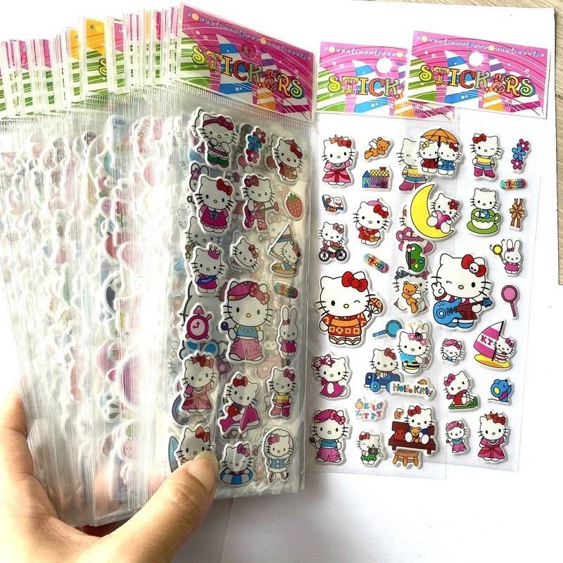 

12pcs cute Hello Kitty 3D Bubble Stickers Decoration Decal Cute Children Reward Puffy Sticker Stationery Supplies Kids Toy