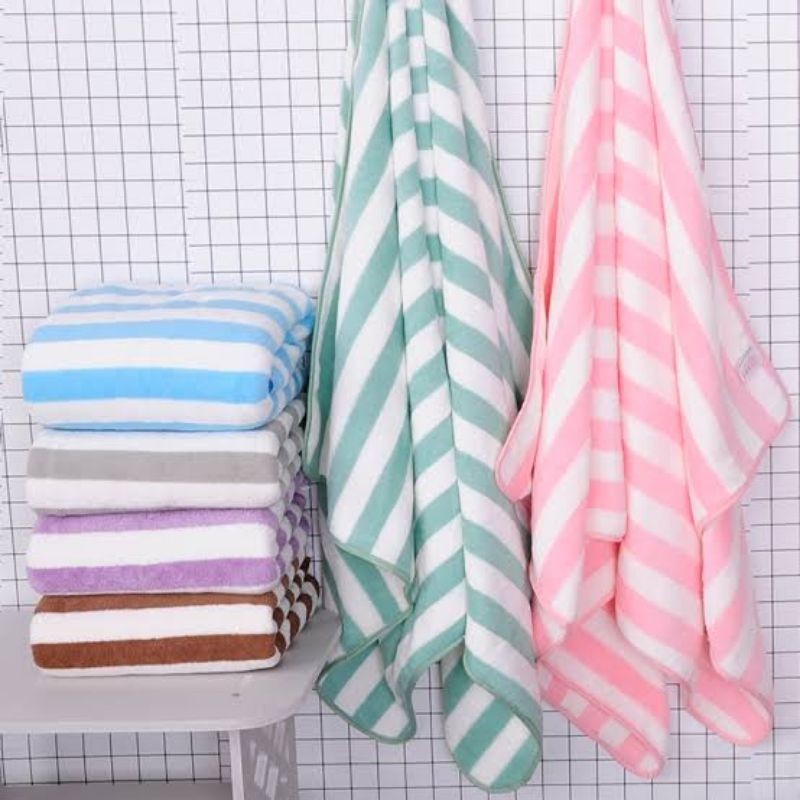HANDUK MANDI TOWEL ZIGZAG SALUR DEWASA MICROFIBER SUPER LEMBUT
