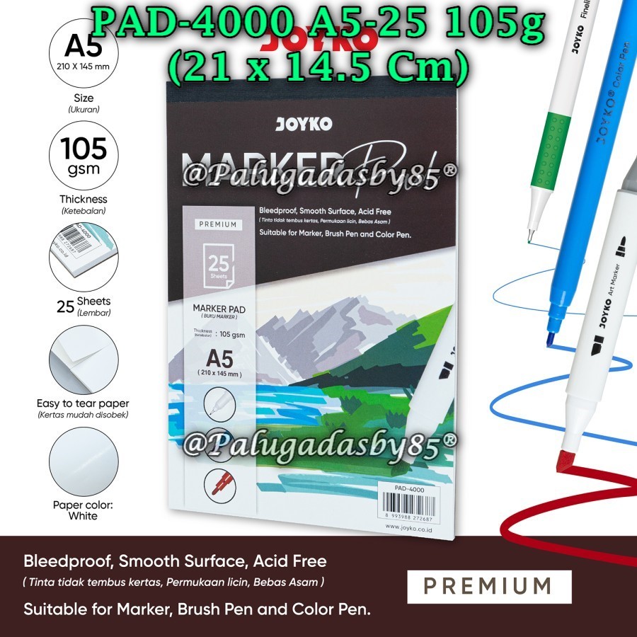 

(1 Biji) Marker Pad JOYKO PAD-4000 A5-25 105g / Buku Marker 105 gsm 25 Sheets Joyko PAD-4000