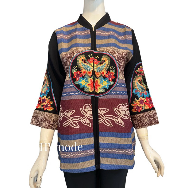 Atasan Batik Wanita Batik Sultan - Trikot Bordir - Baves Blouse
