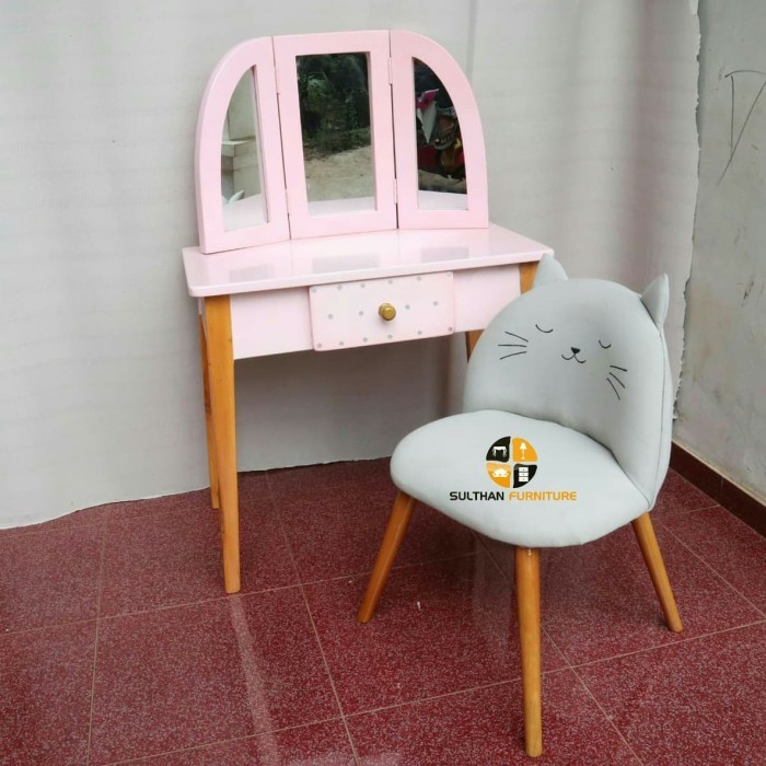 Meja Rias Anak Minimalis - Kursi Sofa Anak Karakter - Tolet Kayu