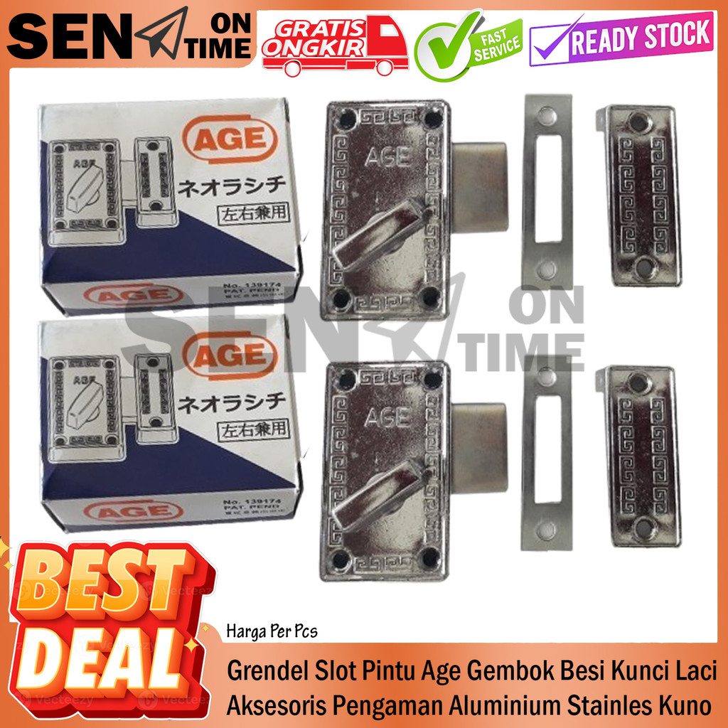 Age Kunci Gembok Besi Konci Grendel Putar Slot Gerendel Pengunci Pintu Wc Laci Alumunium Aluminium K