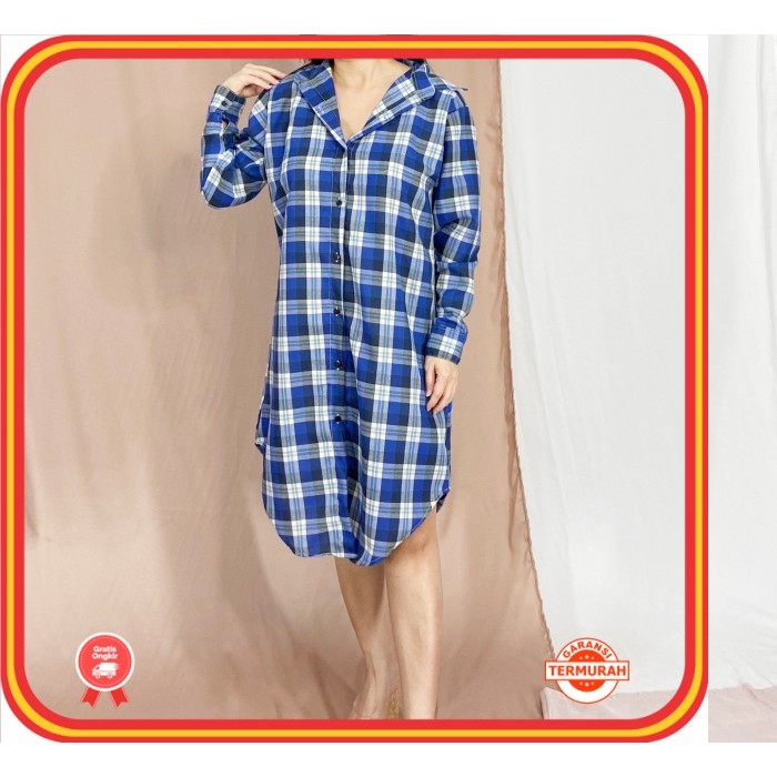 Tunik Muslim Wanita Keren Premium Berkualitas Style Korea /tunik kemeja wanita lengan panjang flanel