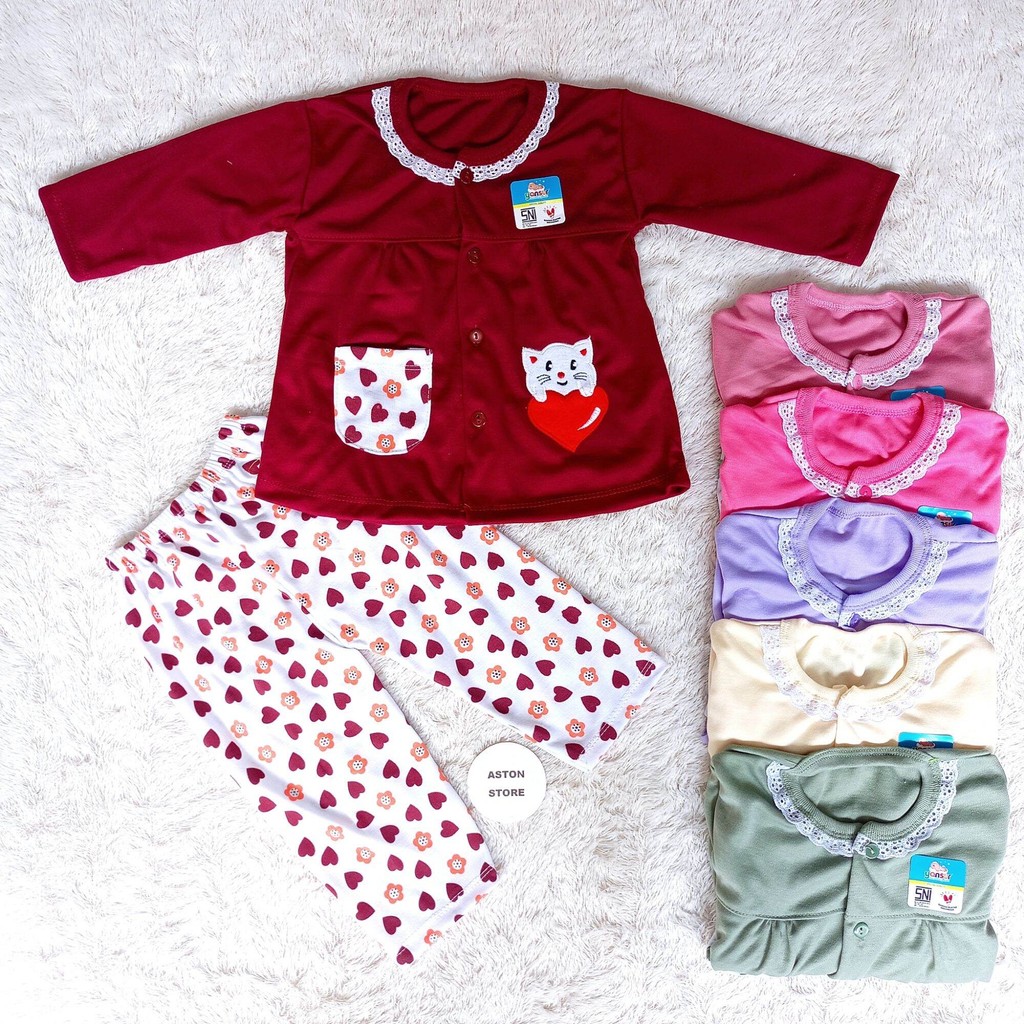 Set Baju Celana Bayi Perempuan Sehari-hari / Piyama Anak Perempuan / Baju Tidur Bayi Perempuan