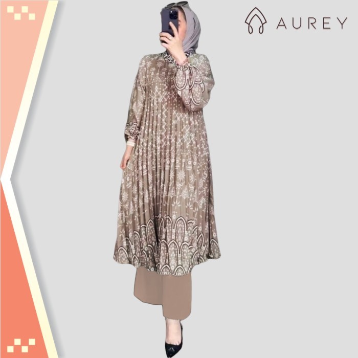 Termurah Tunik Keren / AUREY oneset long tunik plisket kamila setelan tunik panjang wanita - KAMILA 