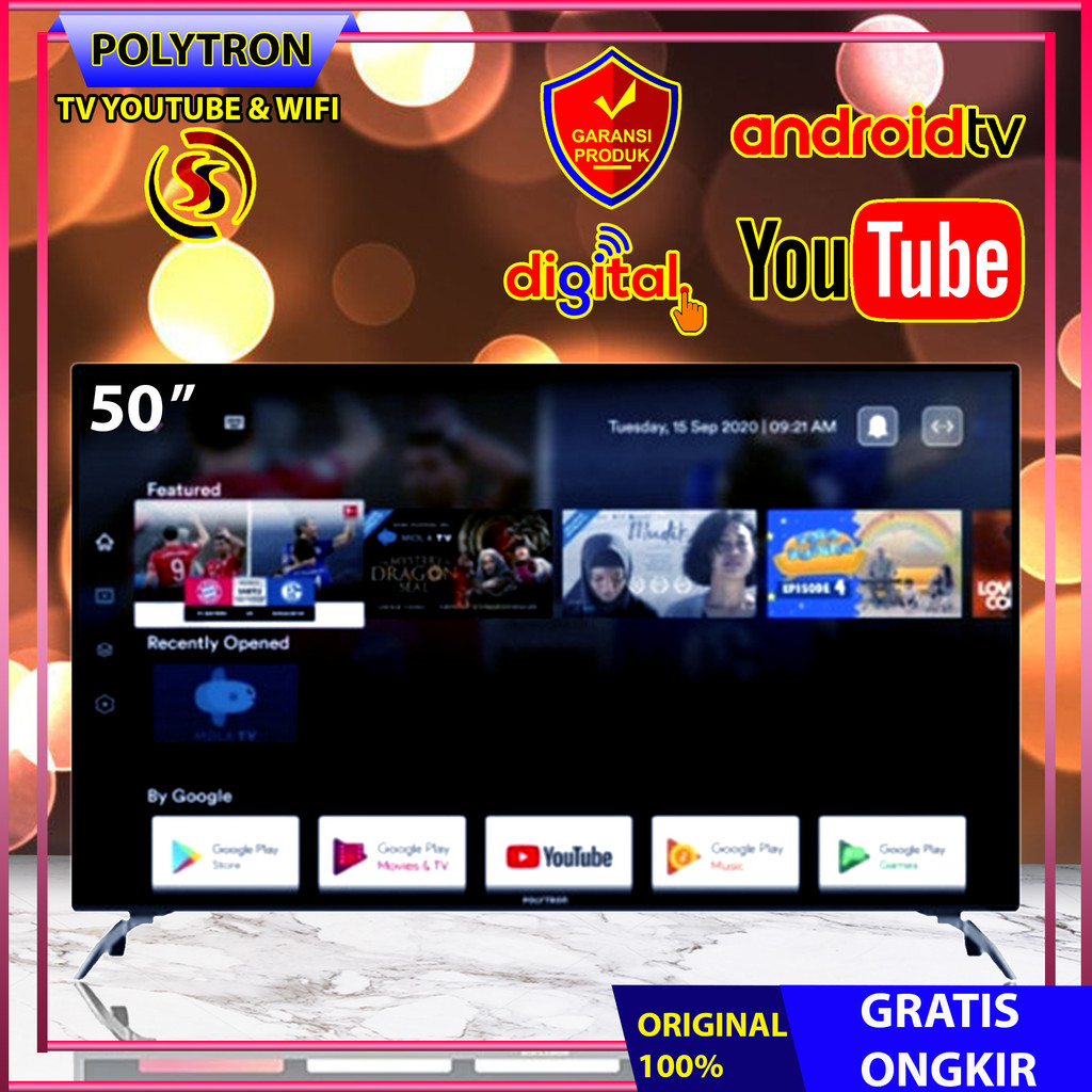 DISCAUNT TV  ANDROID TV DIGITAL TV LED 50inch TV POLYTRON 50AV8759 GARANSI 5 TAHUN