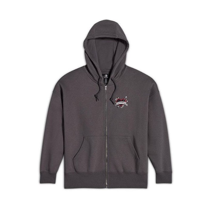 CONVERSE ORIGINAL STORE 100% - Heart Tattoo Full-Zip Oversized Women's Hoodie