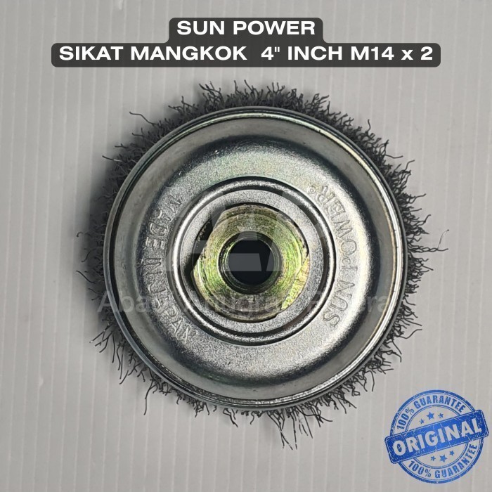 Sikat Kawat Mangkok / Cup Brush Gerinda SUN POWER 4" AN-100 (M14 x 2) Ori Japan dijamin asli