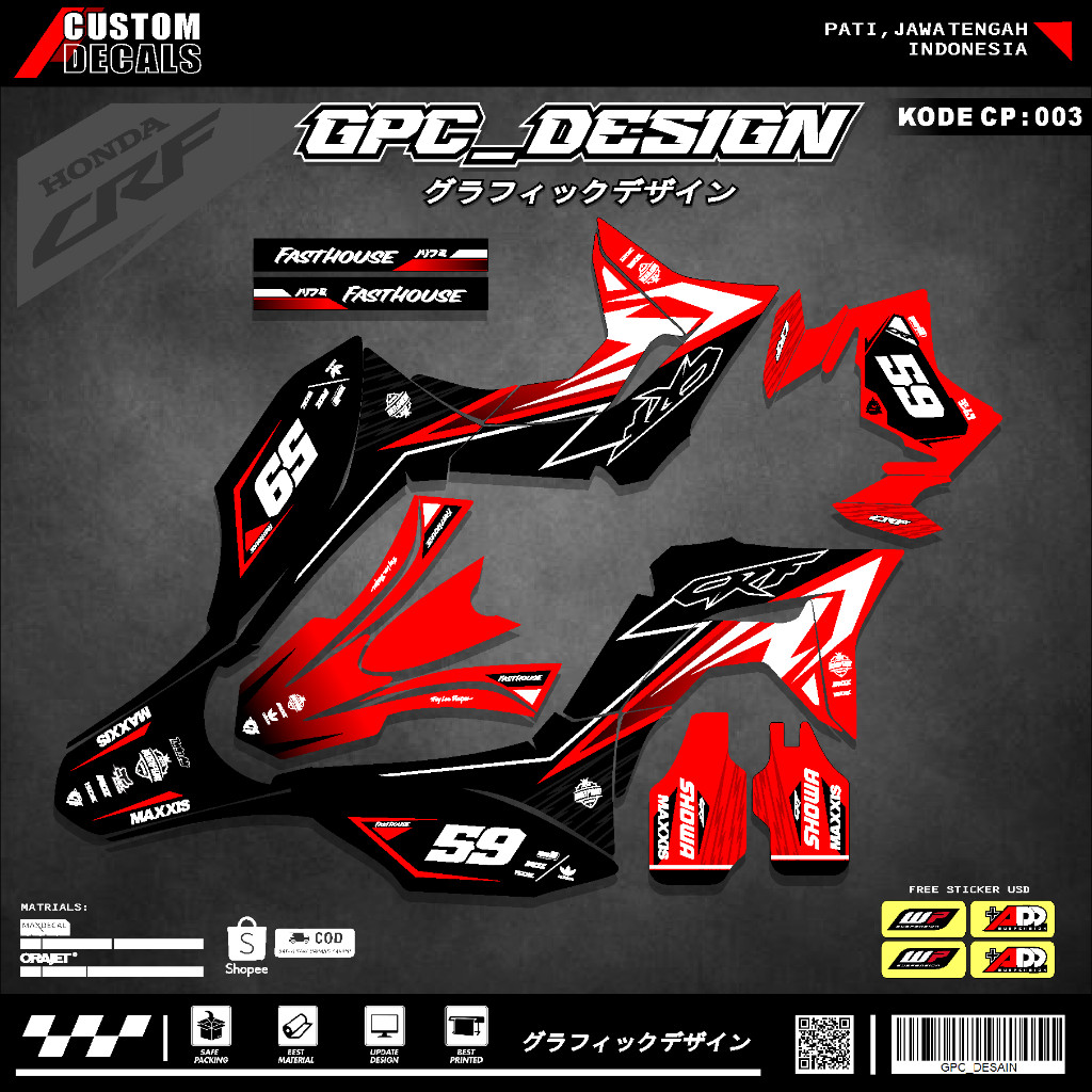 Sticker Decal Crf 150 L Full Body Decal Crf Custom Super Glossy Desain Grafis Kece Terbaru GPC 03