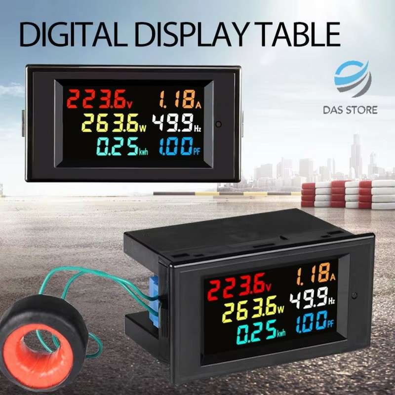 WATT METER D69-2058 Multi Color 6in1 AC Meter Volt Watt Kwh 100A Hertz Power Factor Hz PF