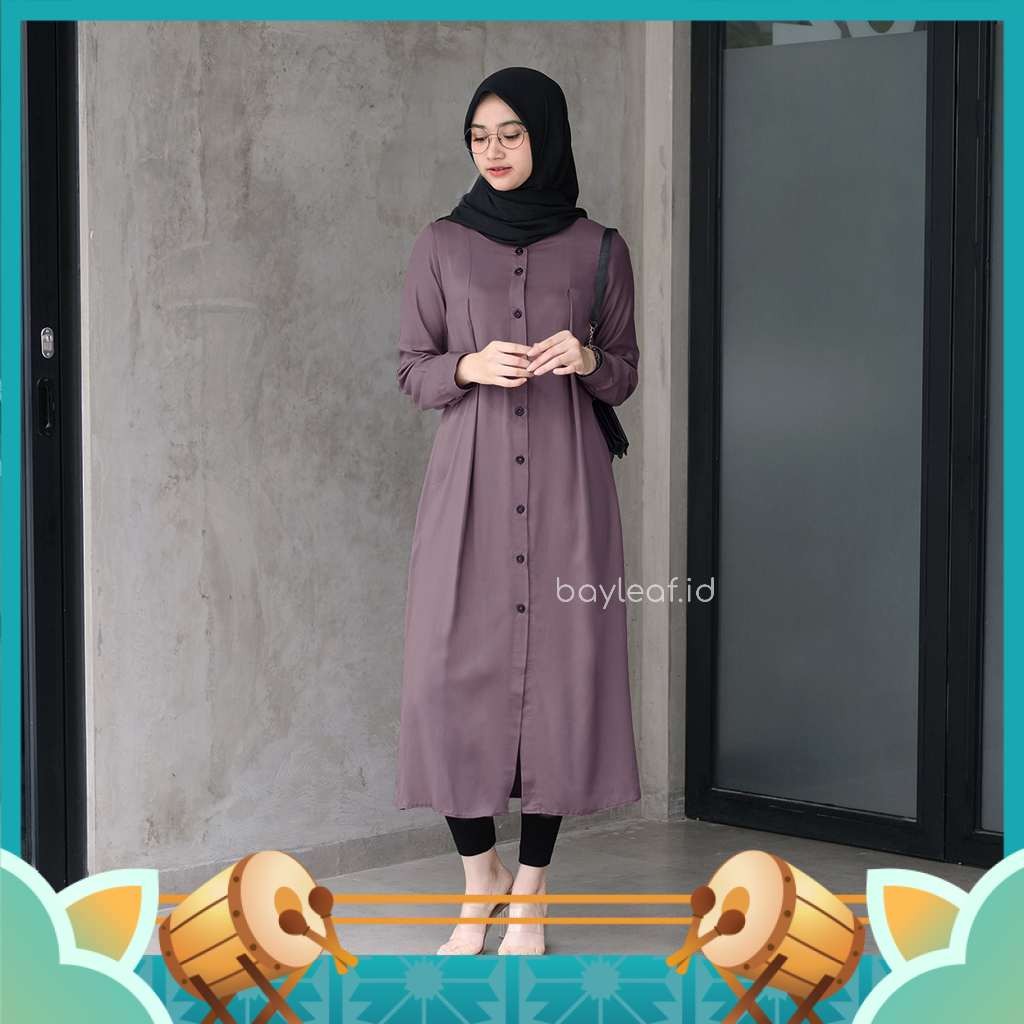 Tunik Murah Keren Style Korean Muslimah Lebaran Idul Fitri / Bayleaf.id Azalea Midress Basic Bahan R