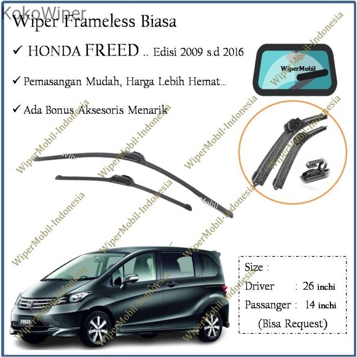 Kokowiper Wiper Frameless  Honda Freed 2008 2009 2010 2011 2012 2013 2014