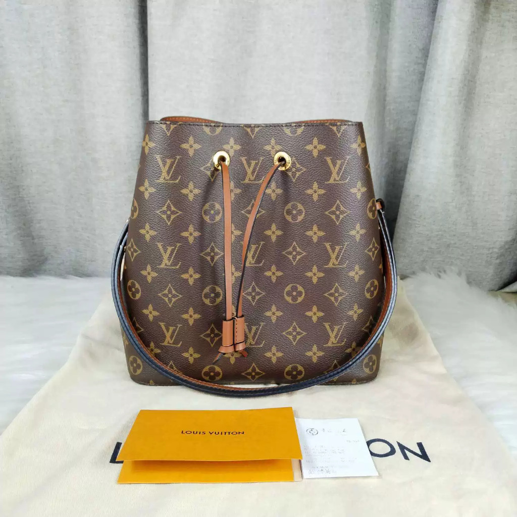 【bekas asli】（ M44887）Tas tangan Louis Vuitton NEONOE/tas ember coklat/tali serut/tas tangan presbiop