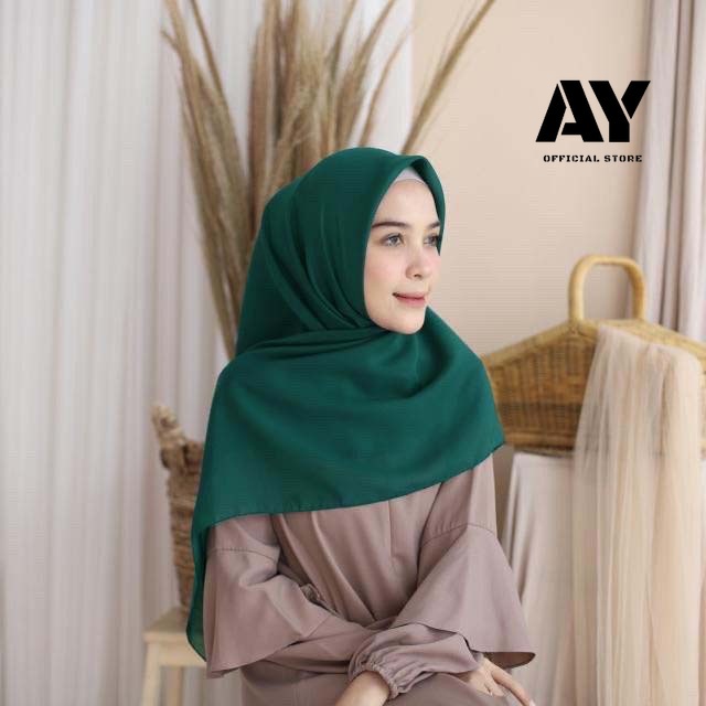 kerudung jilbab segiempat bella square premium bahan polycotton size 115x115 jahit tepi/kerudung hij