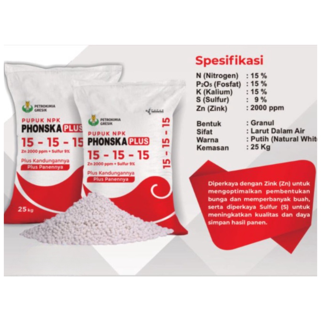 Pupuk NPK Phonska Plus 15-15-15 25kg 25 kg Ponska Tanaman Pertanian