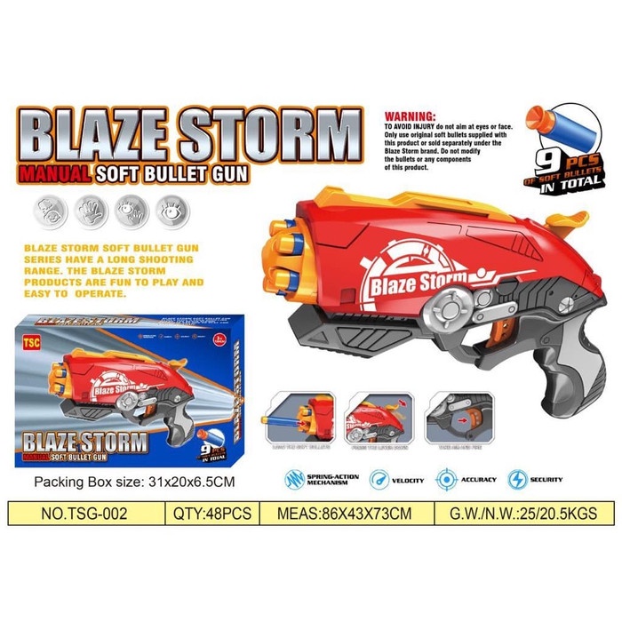 PISTOL MAINAN BLAZE STORM GUN TSG-002 ( REPLIKA NERF) ORIGINAL NEW