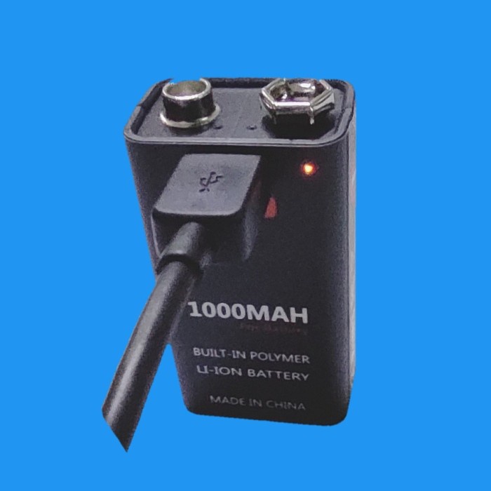 Battery kotak 9v 1000mah rechargeabe USB isi uang