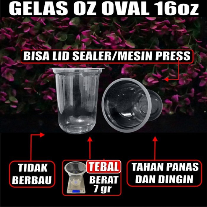Gelas Plastik 16 oz - Cup oval Bulat - gelas cup oval 16 oz murah