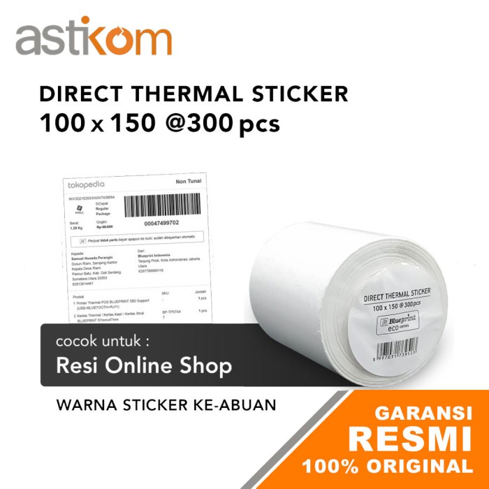 

Kertas Direct Thermal Stiker Blueprint Eco 100x150mm 300pcs