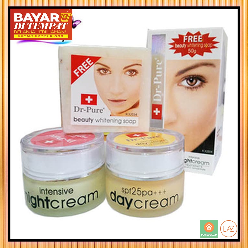 Dr pure paket siang malam dan sabun original bpom. Paket Face Whitening Cream BPOM