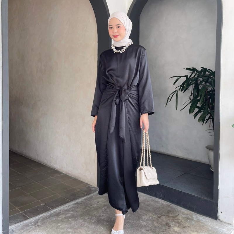 MODERN KAFTAN LILIT BAHAN SATIN VELVET ALLSIZE LD 110 CM BUSANA MUSLIM KEKINIAN DRESS KONDANGAN BRID
