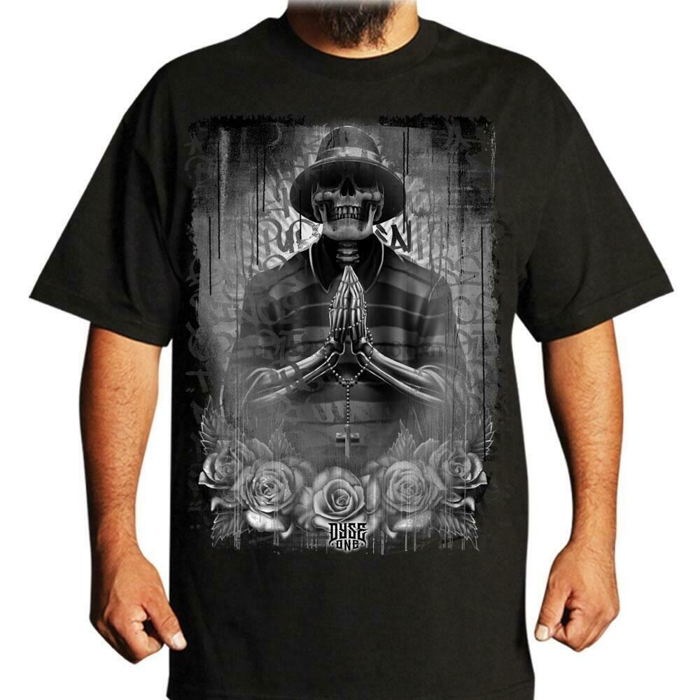 GANGSTER PRAYER MENS SHIRT DYSE ONE CHICANO TATTOO ART 2020 High quality Brand T shirt Casual Short 