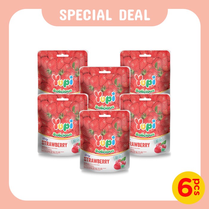 

✨PROMO✨ -Six Pack Yupi Bolicious Strawberry 40 Gr