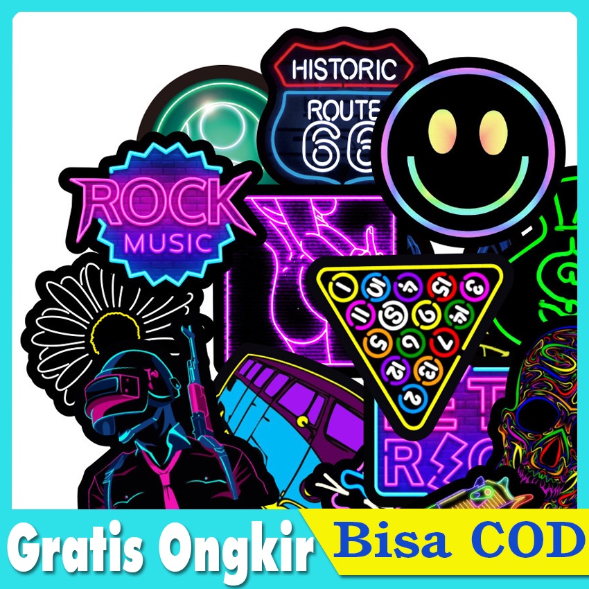 

100pcs Stiker Kartun Neon Kreatif Diy Anti Air untuk laptop case tumbler stiker laptop Stiker aesthetic