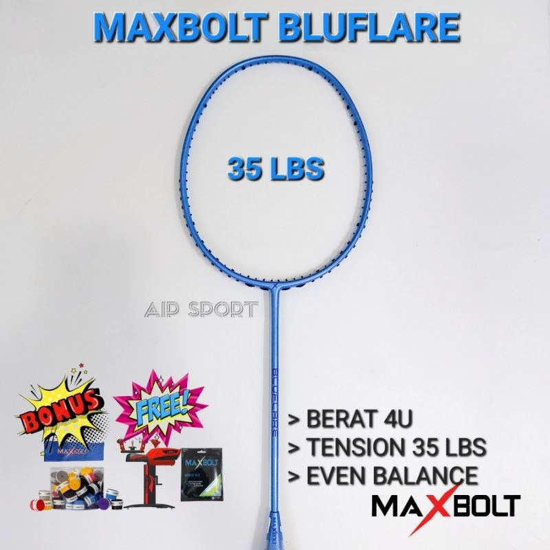 Raket Badminton Maxbolt Bluflare Original 4U Head Heavy