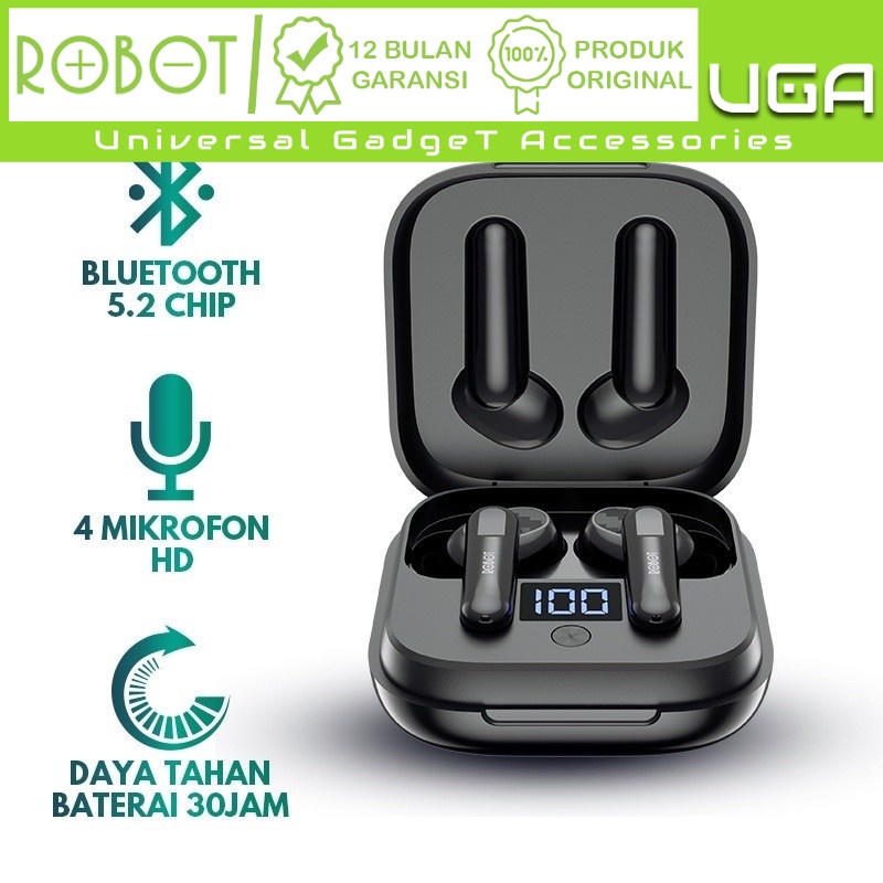 Airbuds TWS ROBOT T40NC Airbuds TWS Headset Bluetooth 5.2 LED ORIGINAL