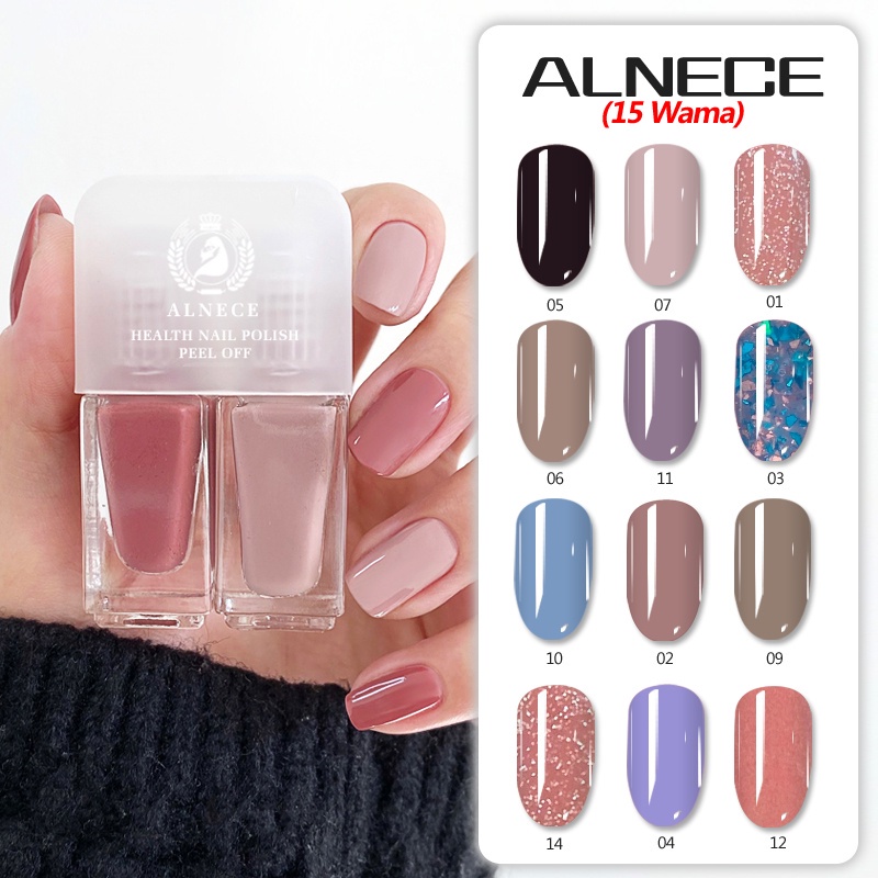 ALNECE kutek 15 warna/ kutek 2in1 /kutek halal /peel off Nail Polish / kuku / kuku murah /sholat