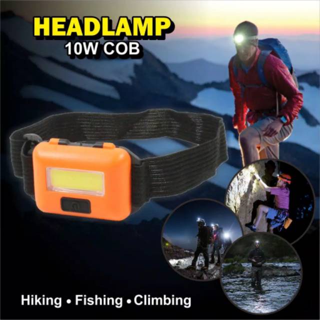 Headlamp Senter Kepala Mini COB Led Headlamp Mini COB Led Baterai AA x 3