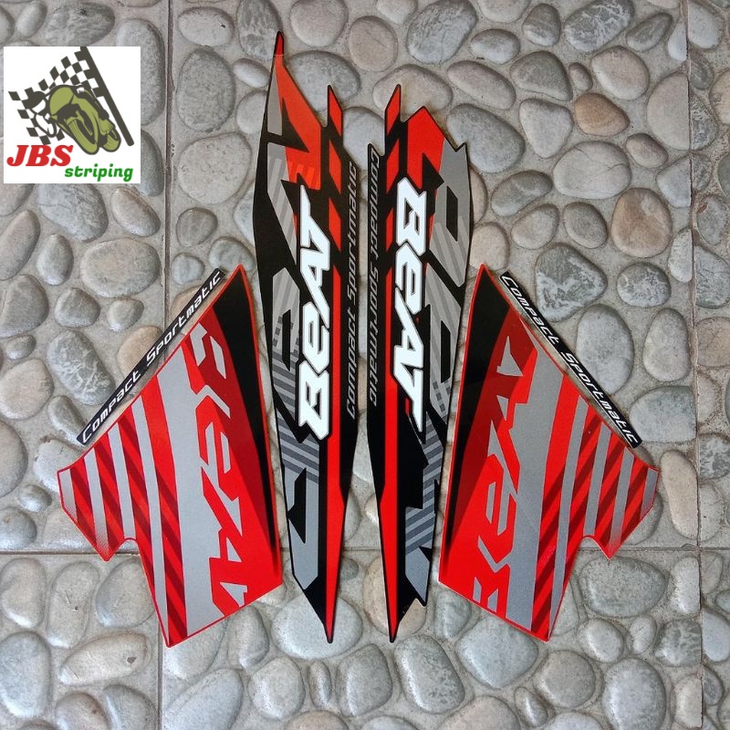 striping beat stiker beat honda beat led esp fi cbs 2021 2022 hitam merah lis body beat