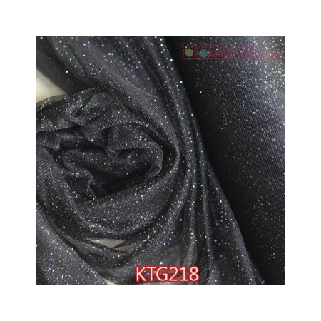 [CS] KTG218 Kain Tile Glitter Hitam Glitter Silver (Per meter)